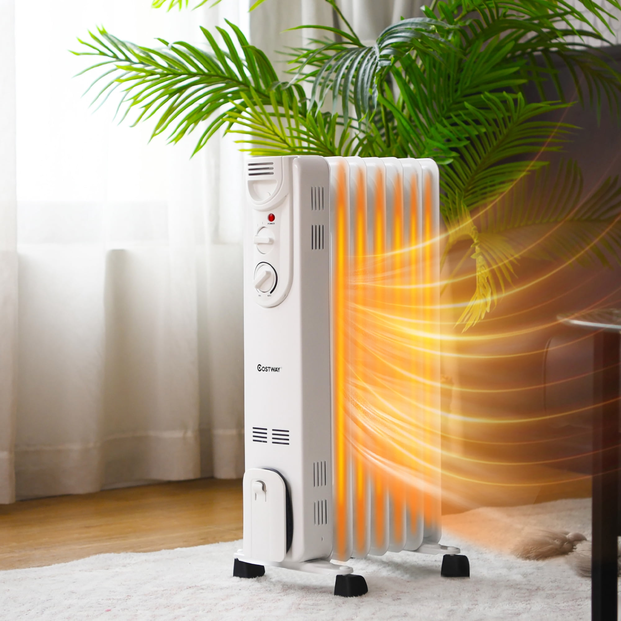 Costway 1500W Electric Oil Filled Radiator Space Heater 5-Fin Thermostat  Room Radiant - Walmart.com