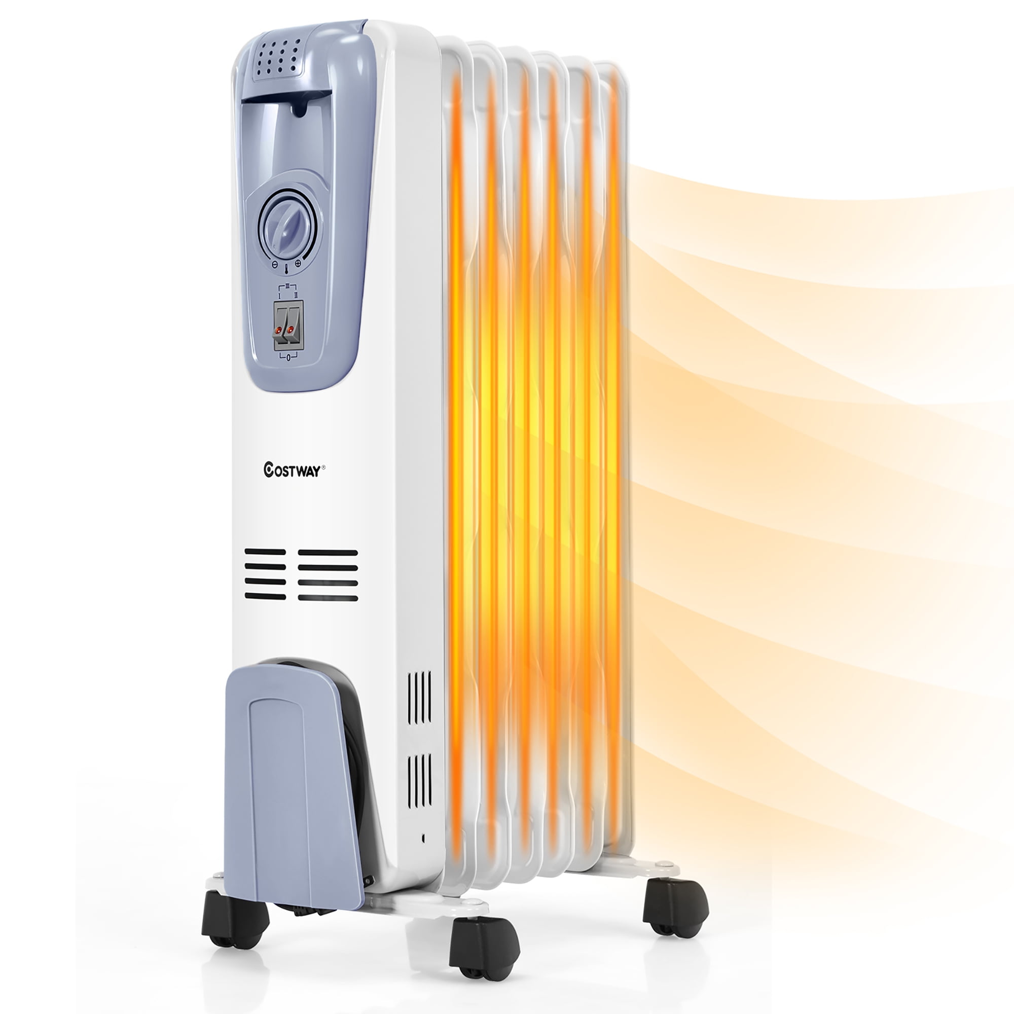 Portable 7 Fin 1500w Electric OIL FILLED RADIATOR Heater With Thermostat  Control