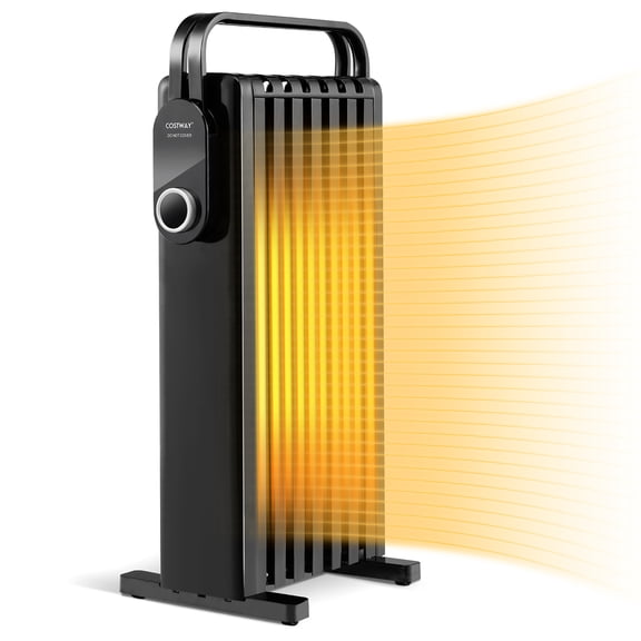 Costway 1500W Electric Space Heater Oil Filled Radiator Heater W/ Foldable Rack Black