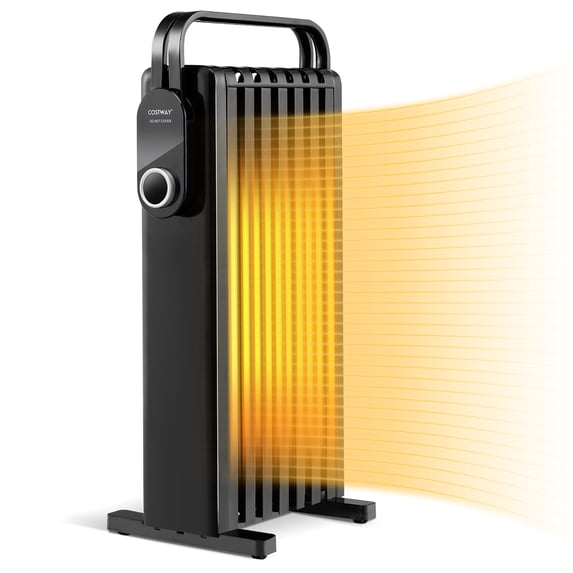 Costway 1500W Electric Space Heater Oil Filled Radiator Heater W/ Foldable Rack Black