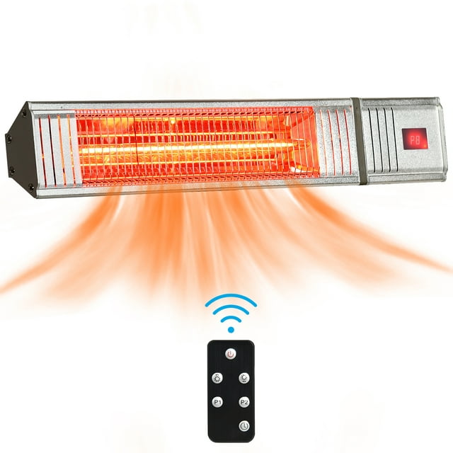 Costway 1500W Infrared Patio Heater w/ Remote Control & 24H Timer for Indoor Outdoor