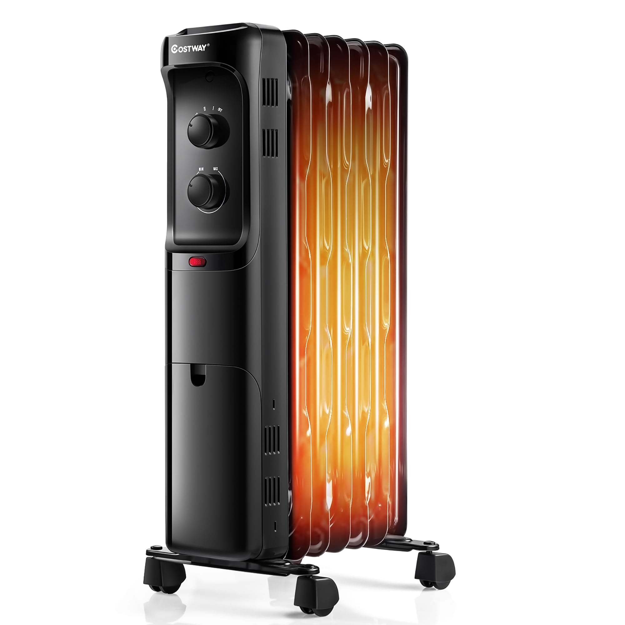 Costway 1500W Oil Filled Heater Portable Radiator Space Heater w/Adjustable  Thermostat Black - Walmart.com