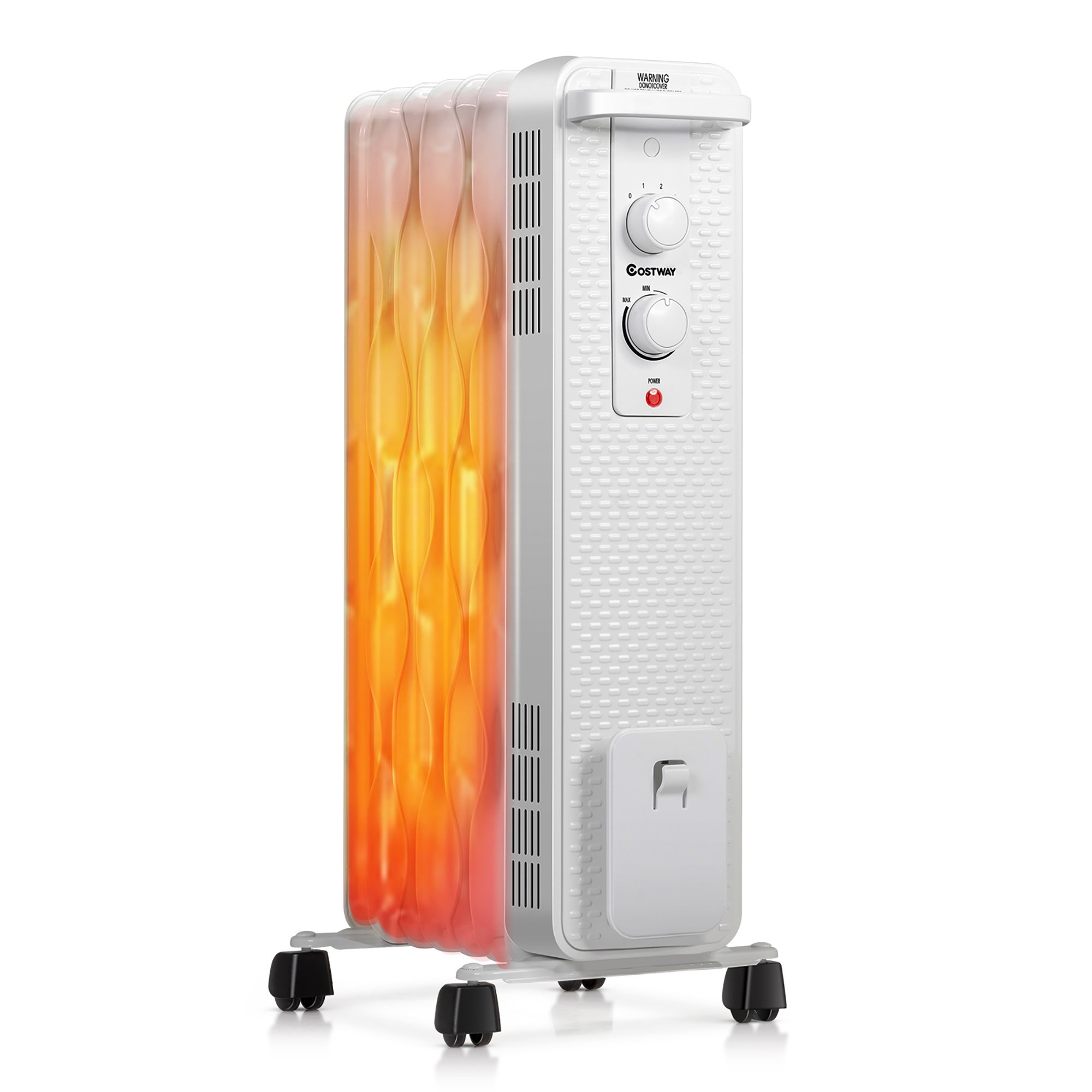 Costway 1500W Oil-Filled Heater Portable Radiator Space Heater w/  Adjustable Thermostat White - Walmart.com