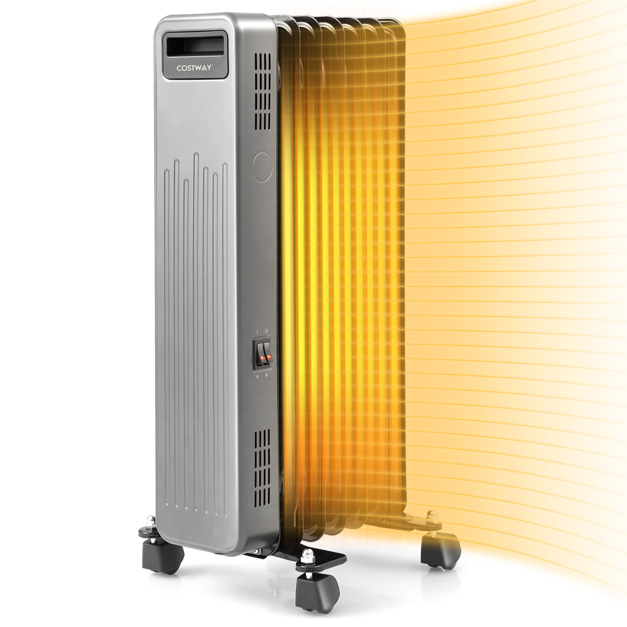 Costway 1500W Oil-Filled Radiator Heater Portable Electric Space Heater 3  Heat Settings - Walmart.com