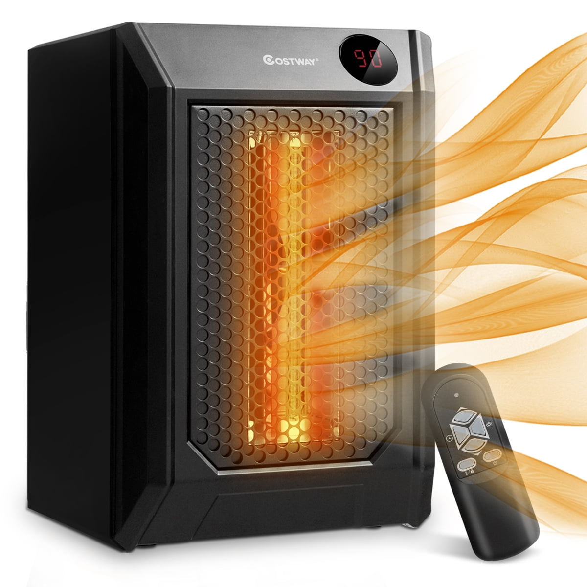 Costway Portable Electric Space Heater 1500W with Infrared, Thermostat ...