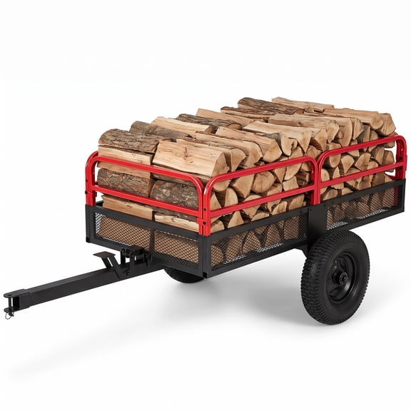 Costway 1540 LBS Capacity 17.6 Cu. Ft Metal Dump Cart Trailer for ATV UTV Tractor Red + Black