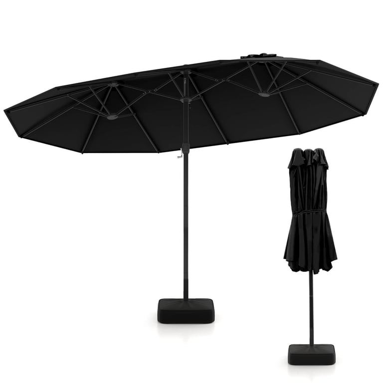 32 in patio umbrella Solar 3 Tiers Patio Umbrella Outdoor with LED 10FT / Burgundy