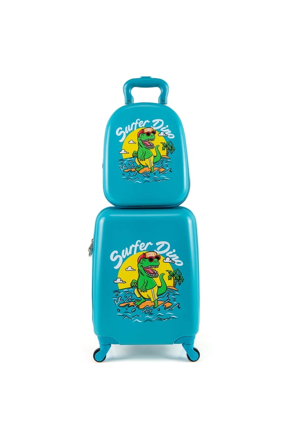 16” Carry-on Suitcase & 13” Backpack with 4 Spinner Wheels & Telescopic Handle With dinosaur pattern