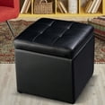 thumbnail image 1 of Costway 16''Cube Ottoman Pouffe Storage Box Lounge Seat Footstools with Hinge Top Black, 1 of 10