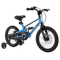 Costway 16 Inch Children Bicycle with Training Wheels & Double Disc Brakes Adjustable Seat Magnesium Alloy Blue