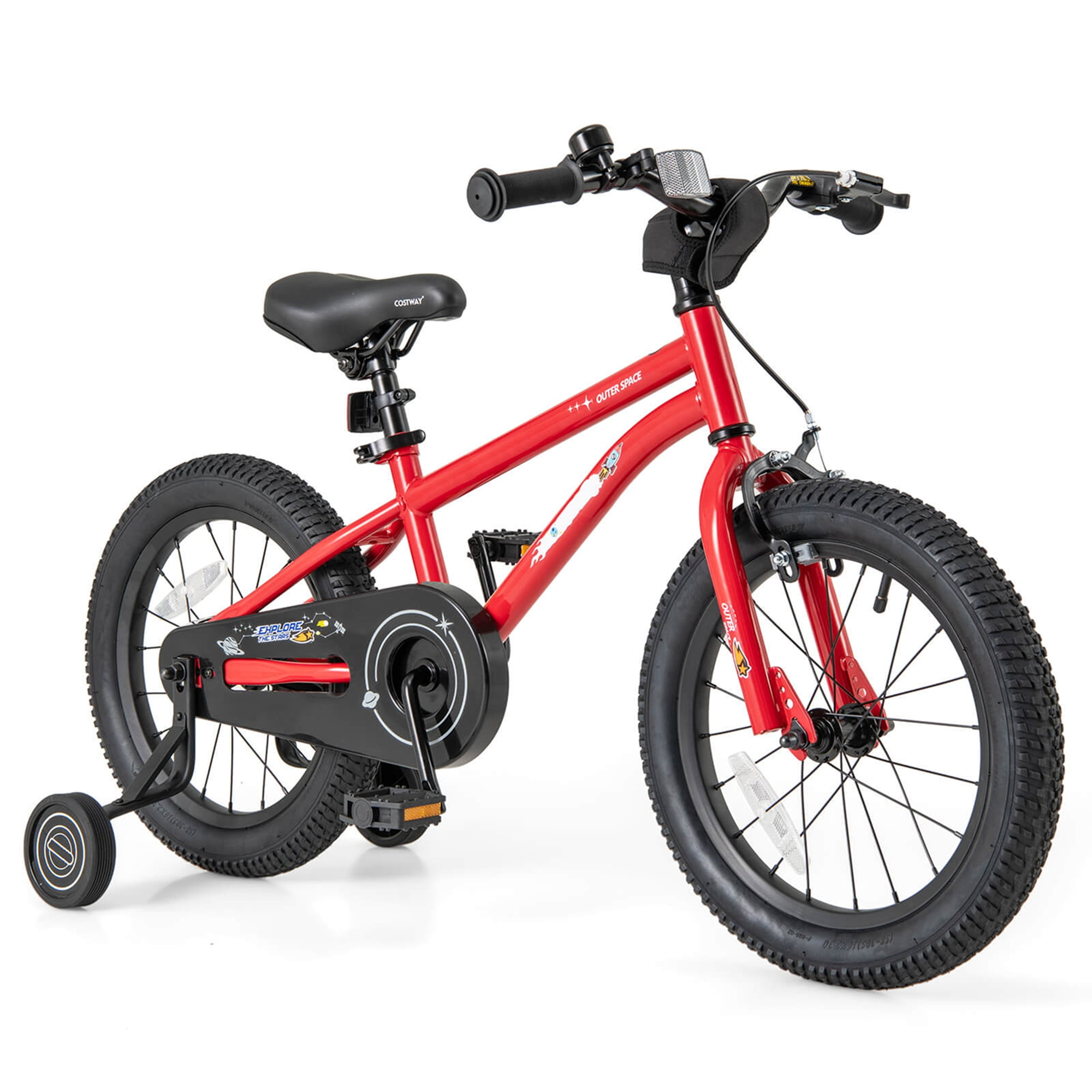 Costway 16 Inch Kid s Bike for 4 7 Years Old with Adjustable Saddle Anti slip Handlebar Red Walmart