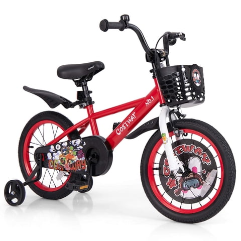 Costway 16" Kid’s Bike for 4-7 with Height-Adjustable Handlebar & Saddle Handbrake Red