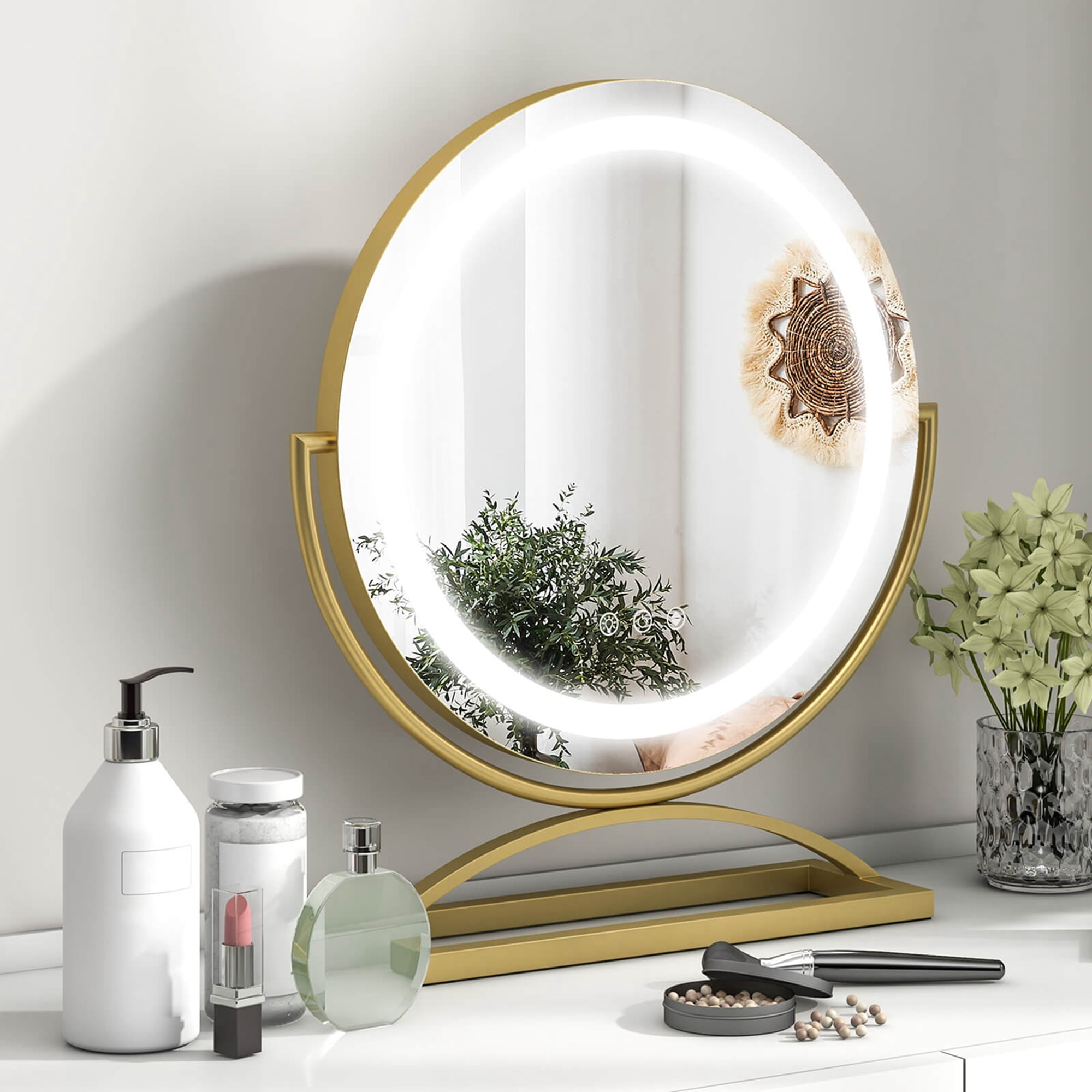 Costway 16" Round Makeup Vanity Mirror with Lights 3 Color Dimmable