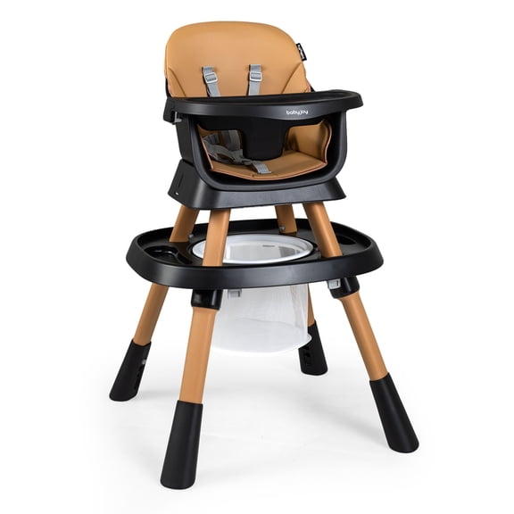 Babyjoy16-in-1 Baby High Chair with Activity Center Booster Seat Building Block Table Brown& Black