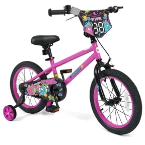 Costway 16 Inch Kids Bike with Training Wheels, Dual Hand & Coaster Brakes, Adjustable Seat Pink