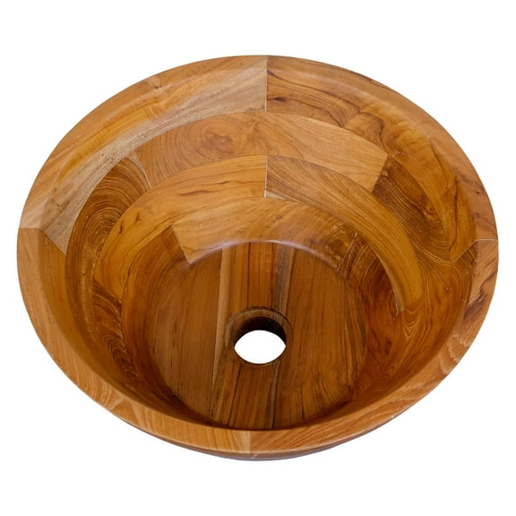 Costway 16" x 16" Vessel Sink Teak Wood Washbasin with Drainage Hole & Smooth Finish