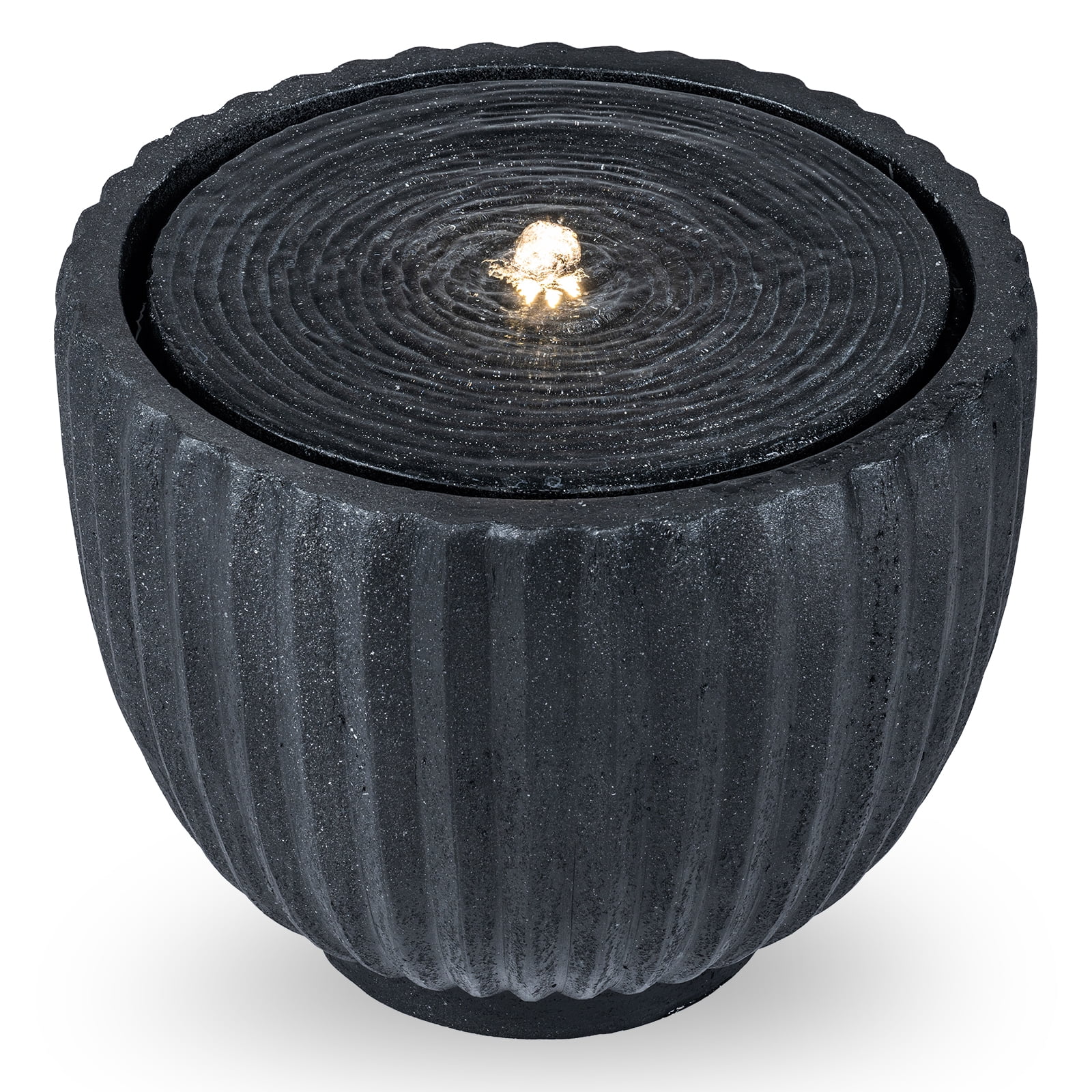 Costway 17.5” Outdoor Round Sphere Water Fountain with LED Lights & Pump for Garden Patio