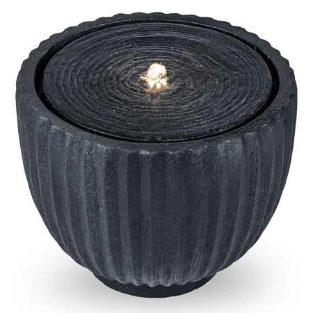 Costway 17.5” Outdoor Round Sphere Water Fountain with LED Lights & Pump for Garden Patio