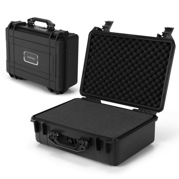 Costway 18.5-Inch Multi-Purpose Hard Case Camera Carrying Box W/ Customizable Foam IP66 Waterproof