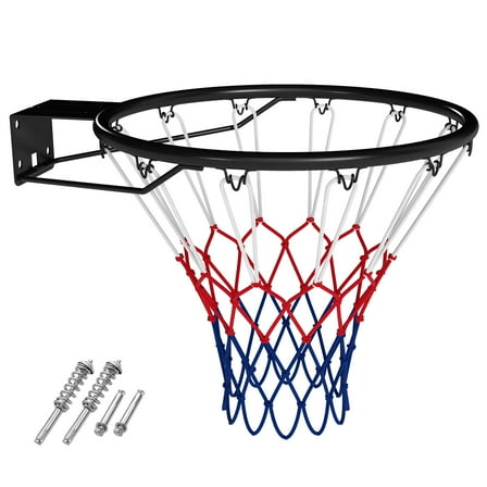 Costway 18" Basketball Rim with Double Springs & All Weather Net for Indoor & Outdoor Black