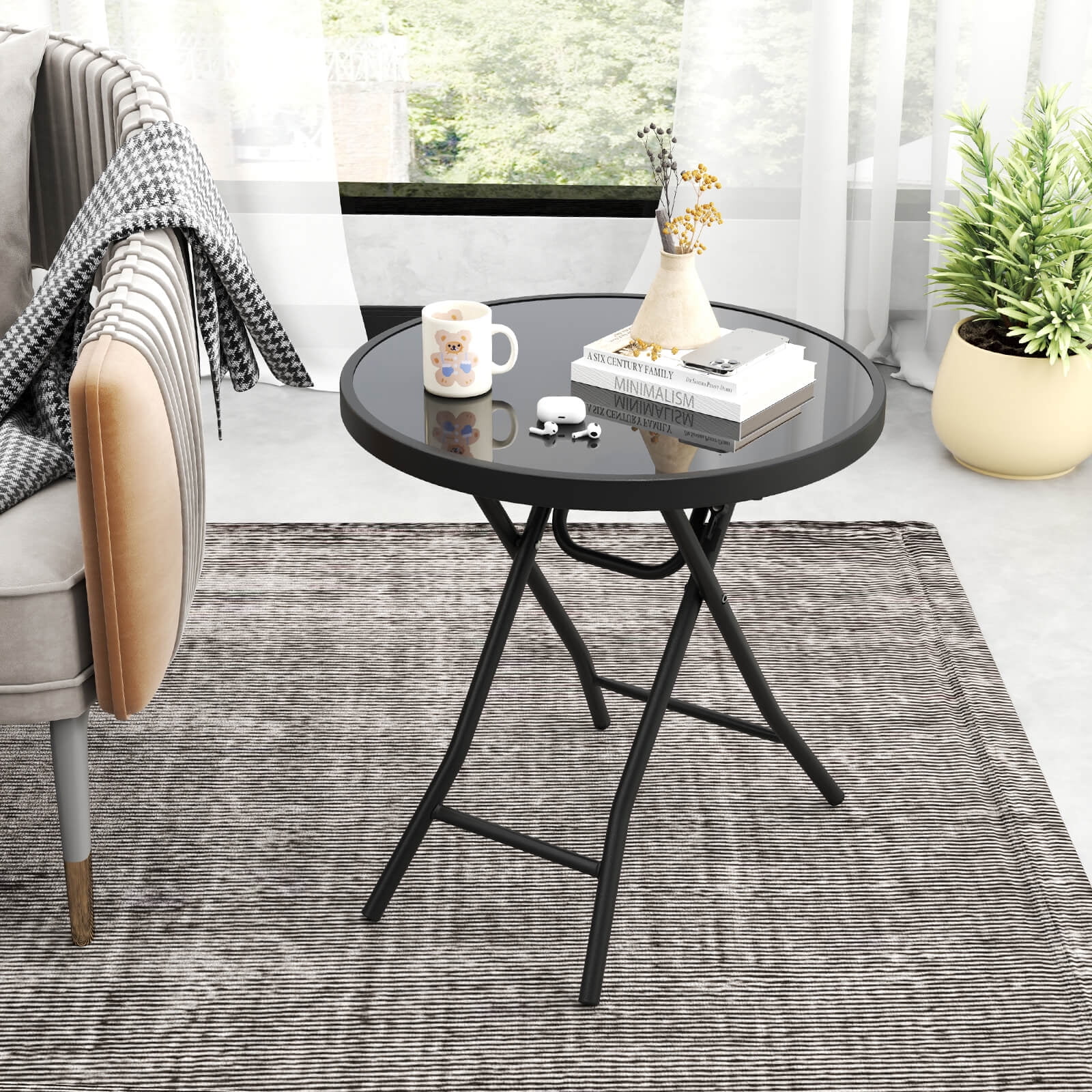 Curated visual reference: Costway 18 Folding Side Table Round Compact Coffee Table With Photo Inspiration