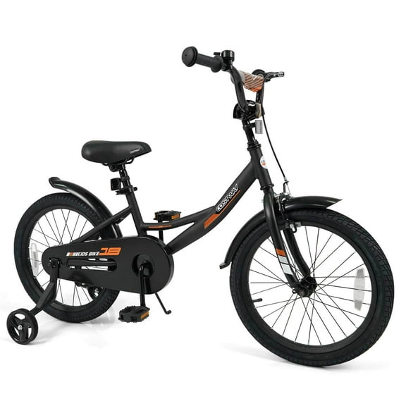 Costway 18 Inch Kids Bike with Training Wheels Dual Brakes Adjustable Seat Handlebar Height