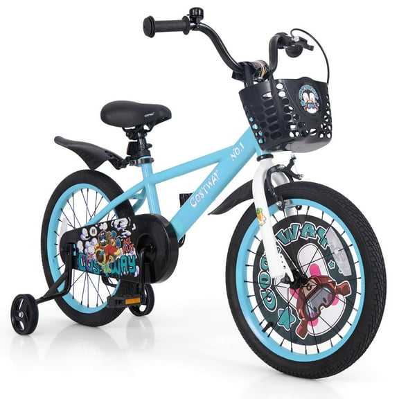 Costway 18" Kid's Bike for 4-8 with Height-Adjustable Handlebar & Saddle Handbrake Blue