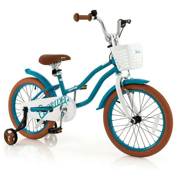 Costway 18'' Kids Bike Toddler Bicycle with Training Wheel Kickstand for 4-8 Years Old Girl Turquoise