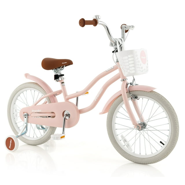 Costway 18'' Children's Pink Bike: Toddler Bicycle with Little Basket ...