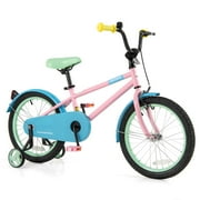 Costway 18" Kids Bike with Adjustable Saddle Handlebar Removable Training Wheels Handbrake Pink