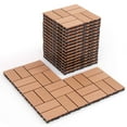 thumbnail image 1 of Costway 18 PCS Interlocking Deck Tiles 12" x 12" Waterproof All Weather Flooring Covering Brown, 1 of 9