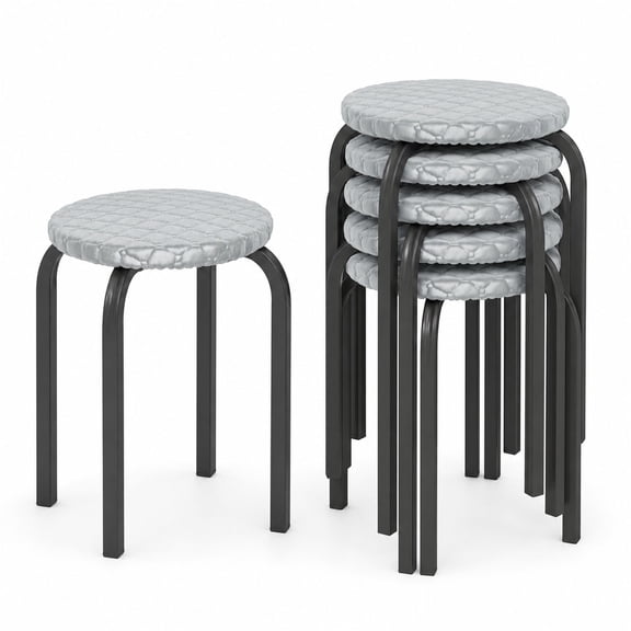 Costway 18" Stackable Stools Set of 6 Round Nesting Stools with Removable Washable Covers