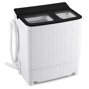 Costway 18 lbs Mini Laundry Machine with 11 LBS Washer&7 LBS Spinner Combo, Twin Tub Washer Black & White