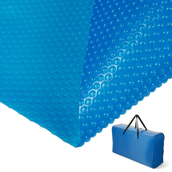 Costway 18x36 ft Rectangular Pool Solar Cover 12 Mil Heat Retaining Blanket with Carry Bag