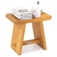 thumbnail image 1 of Costway 19.5" Teak Shower Bench Waterproof Spa Bath Stool with Curved Seat for Bathroom, 1 of 10
