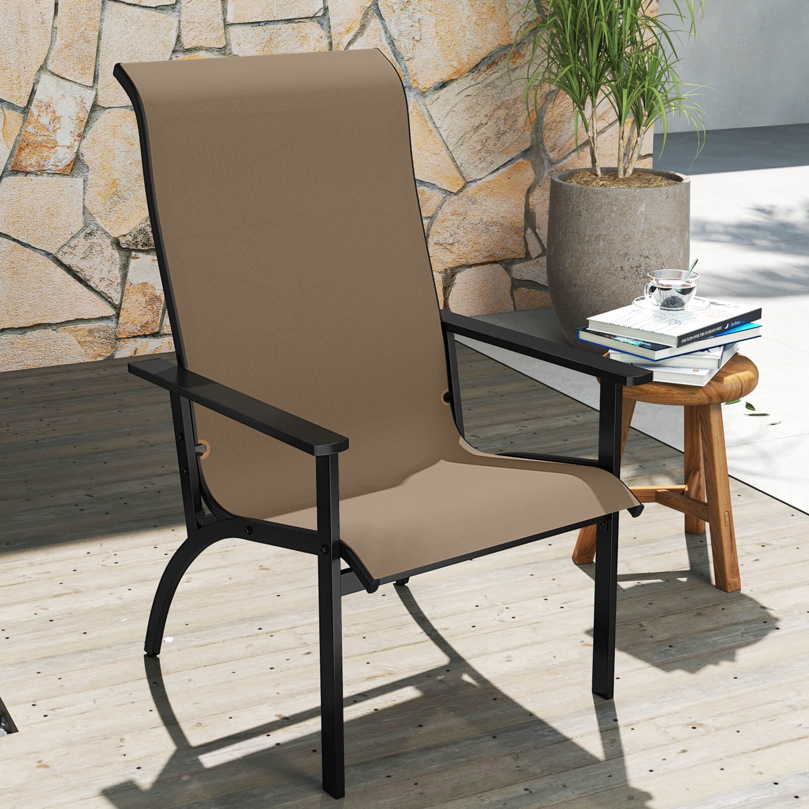 Costway 1PCS Adirondack Chair with 400 lbs Weight Capacity High Back and Metal Frame Outdoor