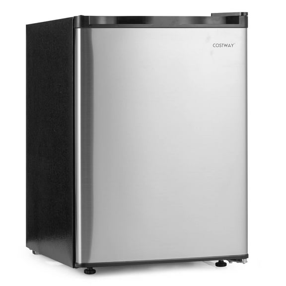 Costway 2.1 Cu.Ft Small Refrigerator with Reversible Single Door, Adjustable Thermostat Silver