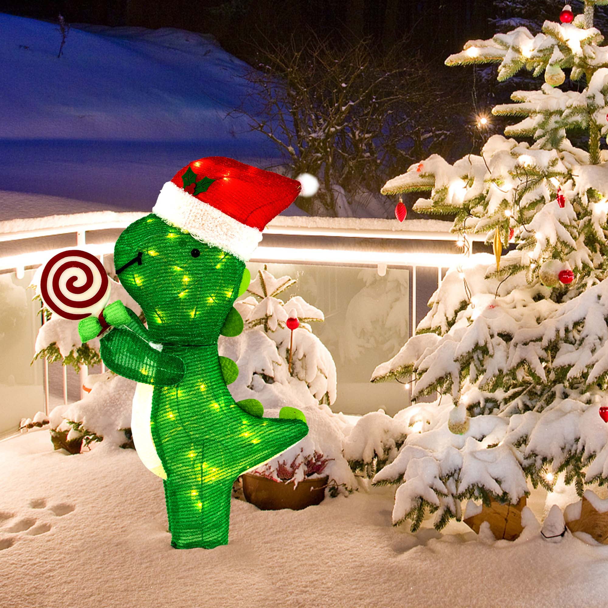 Dinosaur christmas decorations deals