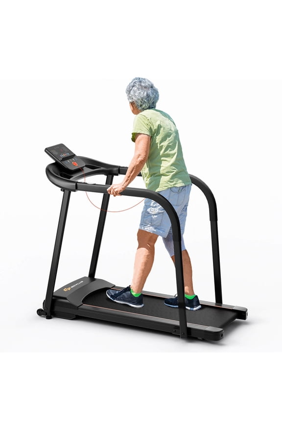 2.5 HP Walking Treadmill with Long Handrails for Seniors Pulse Sensors LED Display