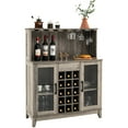 thumbnail image 1 of Costway 2-Door Buffet Bar Cabinet Kitchen Storage Sideboard Wine Rack Glass Holder Grey, 1 of 10
