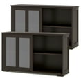 thumbnail image 1 of Costway 2-Door Stackable Buffet Sideboard Set of 2 with Sliding Tempered Glass Doors Coffee, 1 of 8