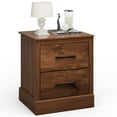 thumbnail image 1 of Costway 2 Drawer Nightstand Bedside Table Compact Sofa End Table Rustic Walnut, 1 of 8