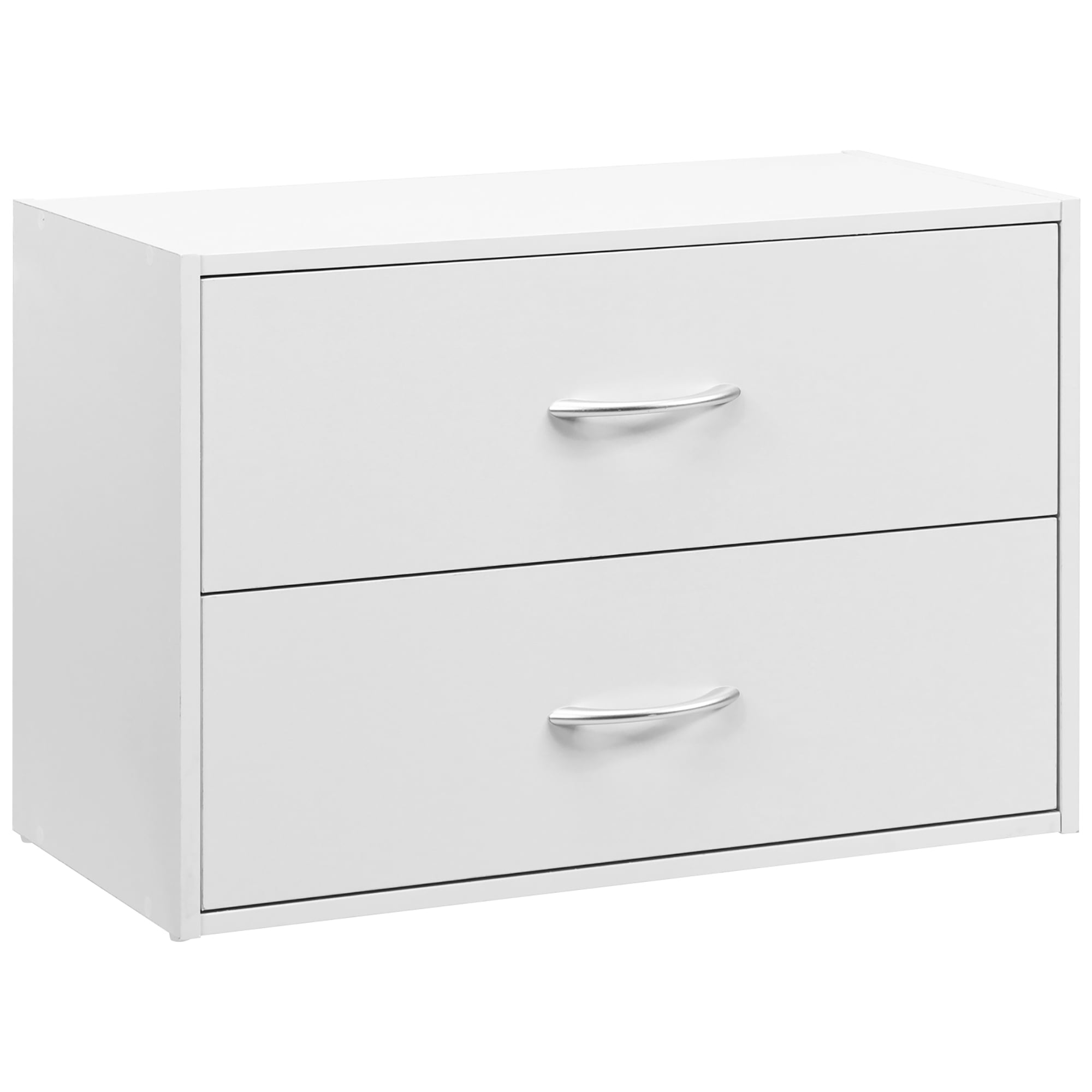 Costway 2-Drawer Stackable Organizer Horizontal Storage Cabinet Dresser  Chest White 