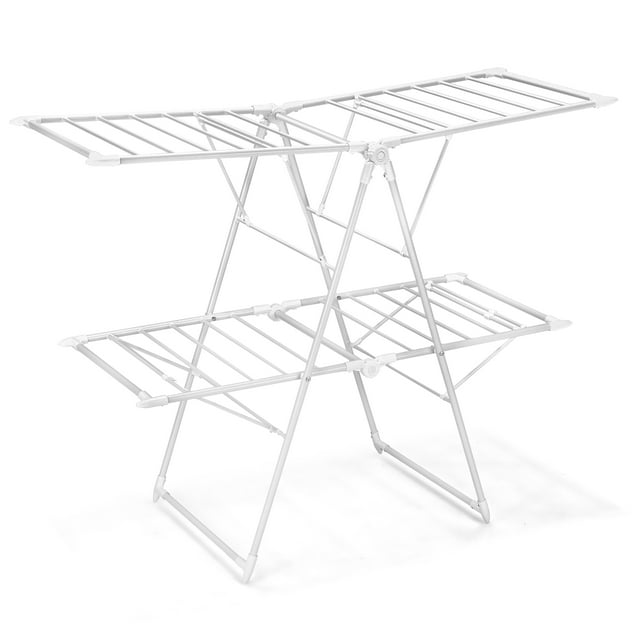 Costway 2Level Foldable Clothes Drying Rack Laundry Rack with Height