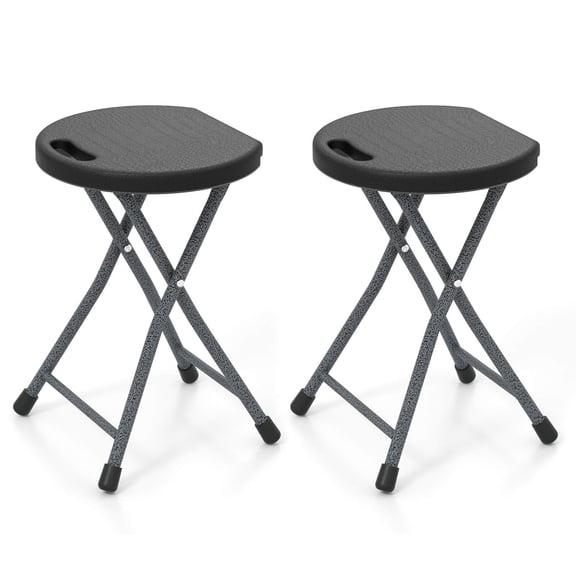 Costway 2 PCS 18"H Folding Stool Portable & Foldable Camping Chair with Built-in Handle Black