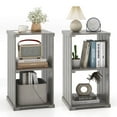 thumbnail image 1 of Costway 2 PCS 2-Cube Storage Shelf Slatted Paulownia Wood Cubic Organizer with Open Back Gray, 1 of 8