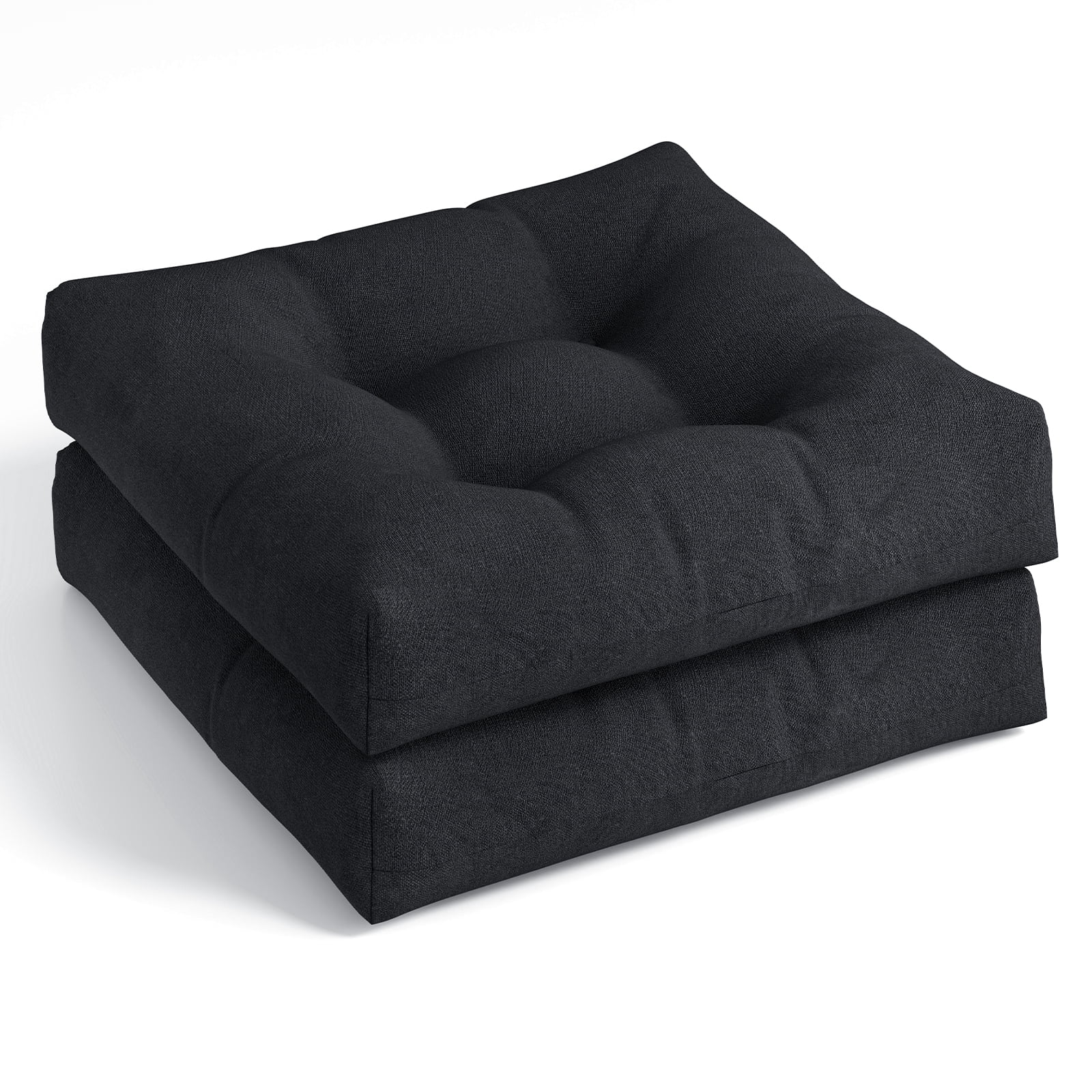 Costway 2 PCS 21" x 21" Patio Chair Seat Cushion Pads Indoor/Outdoor Black