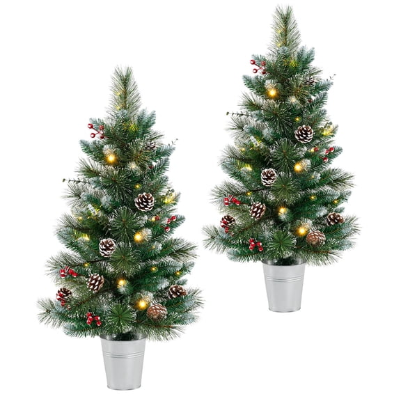 Costway 2 PCS 3 FT Artificial Xmas Tree with 81 Branch Tips Eucalyptus Leaves Pine Needles