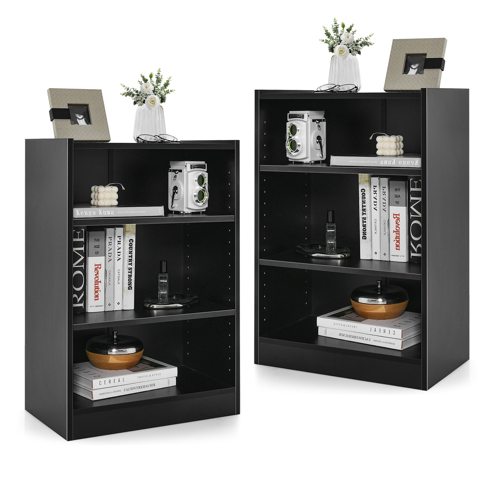 Costway 2 PCS 3-Tier Bookcase Open Multipurpose Display Rack Cabinet ...