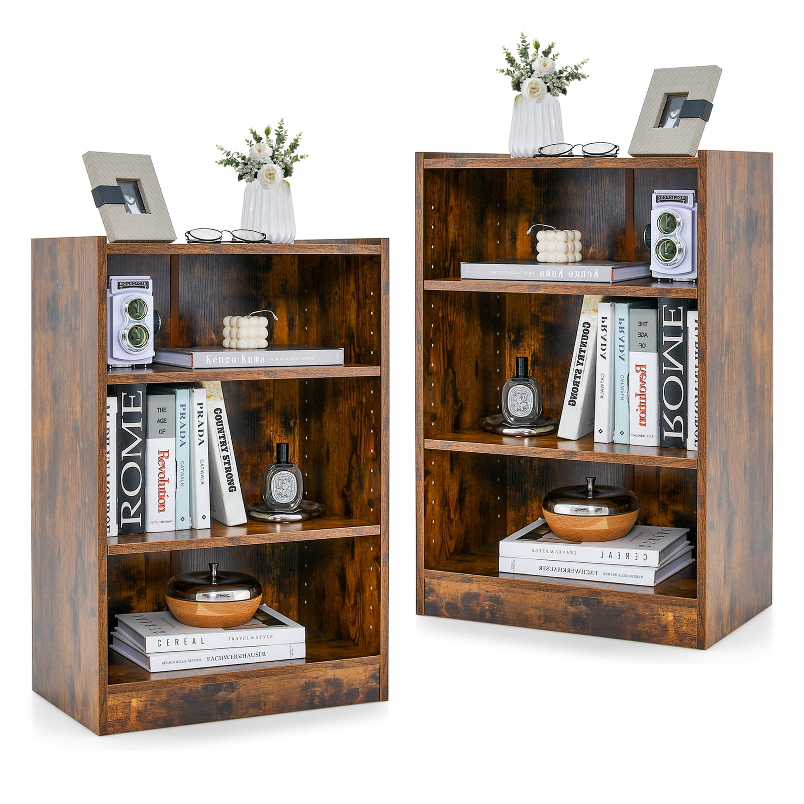 Costway 2 PCS 3-Tier Bookcase Open Multipurpose Display Rack Cabinet ...